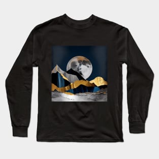 Metallic Moonlit Mountains Long Sleeve T-Shirt